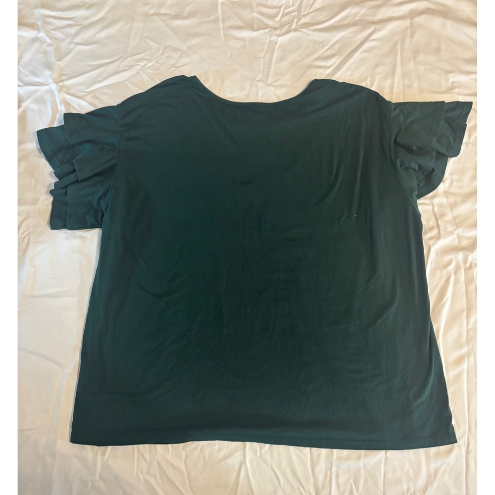 Unbranded Forest Green Ruffle Tiered Short Sleeve Knit Top Plus Size 3X 22W-24W